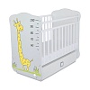 HA2415001 Кровать детская СКВ-4 с маятником и ящиком,опуск.планка,накладка ПВХ,фотопечать Жираф,белый
